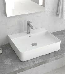 Lavabo da Appoggio Rettangolare in Ceramica Bianco Lucido
