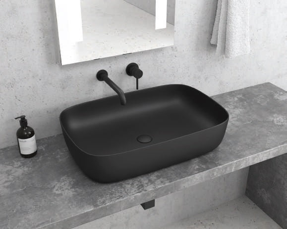 Lavabo da Appoggio Squadrato in Ceramica Opaca 60x38