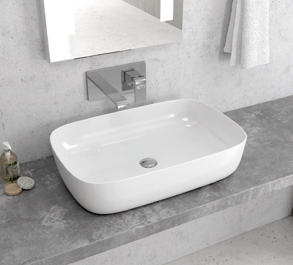 Lavabo Da Appoggio Ovale In Ceramica Bianca 60x40