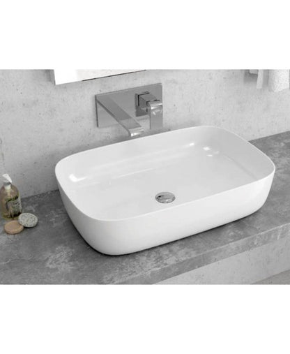 Lavabo da Appoggio Squadrato in Ceramica Bianca