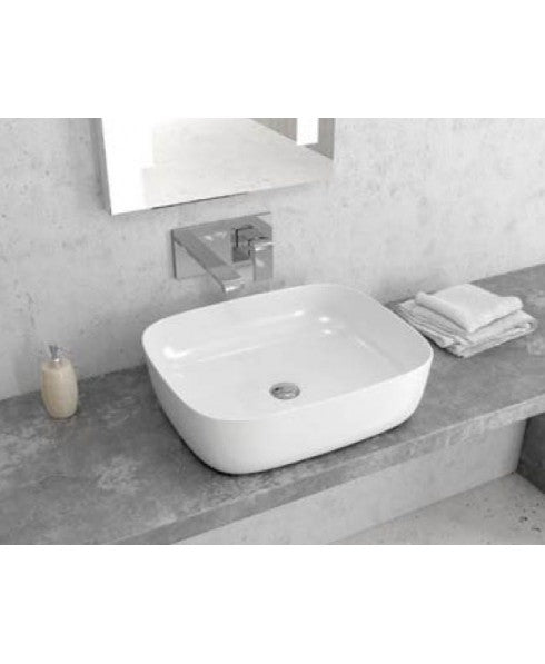 Lavabo da Appoggio Squadrato in Ceramica Bianca