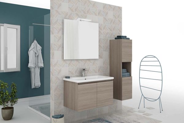 Soft 80 Mobile Bagno Sospeso Lavabo Cassetti e Specchio