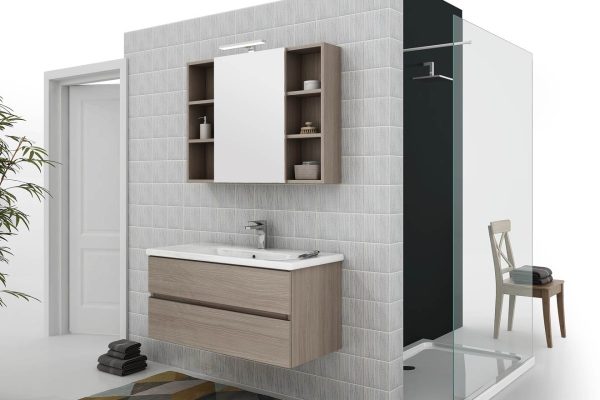 Soft Mobile Bagno 100 cm Sospeso con Cassetti e Specchio