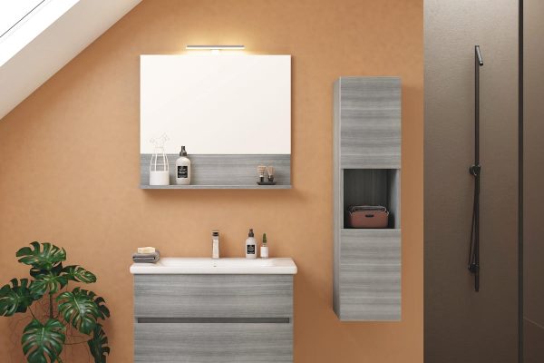 Soft Mobile Bagno 80 cm Sospeso con Cassetti e Specchio